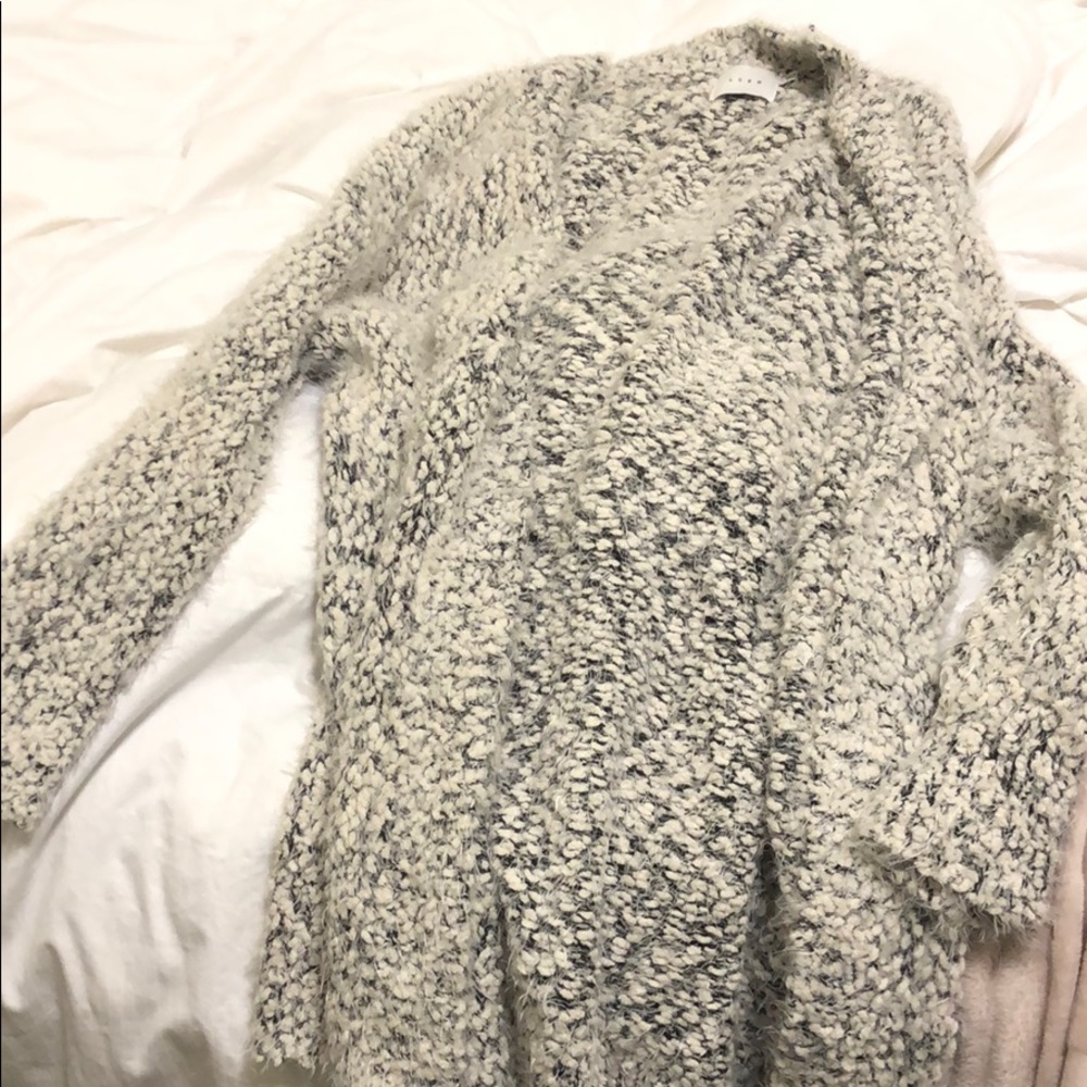 Fuzzy black and white cardigan